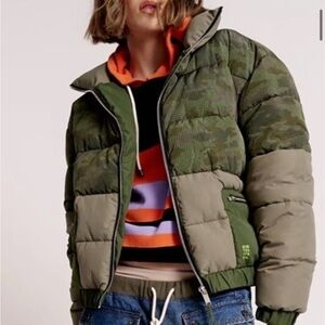 One Teaspoon Green Camouflage Puffer Jacket